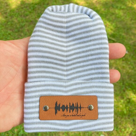 I Love You A Bushel And A Peck Soundwave Newborn Baby Beanie - Gray - Not Custom - Picture 6 of 8